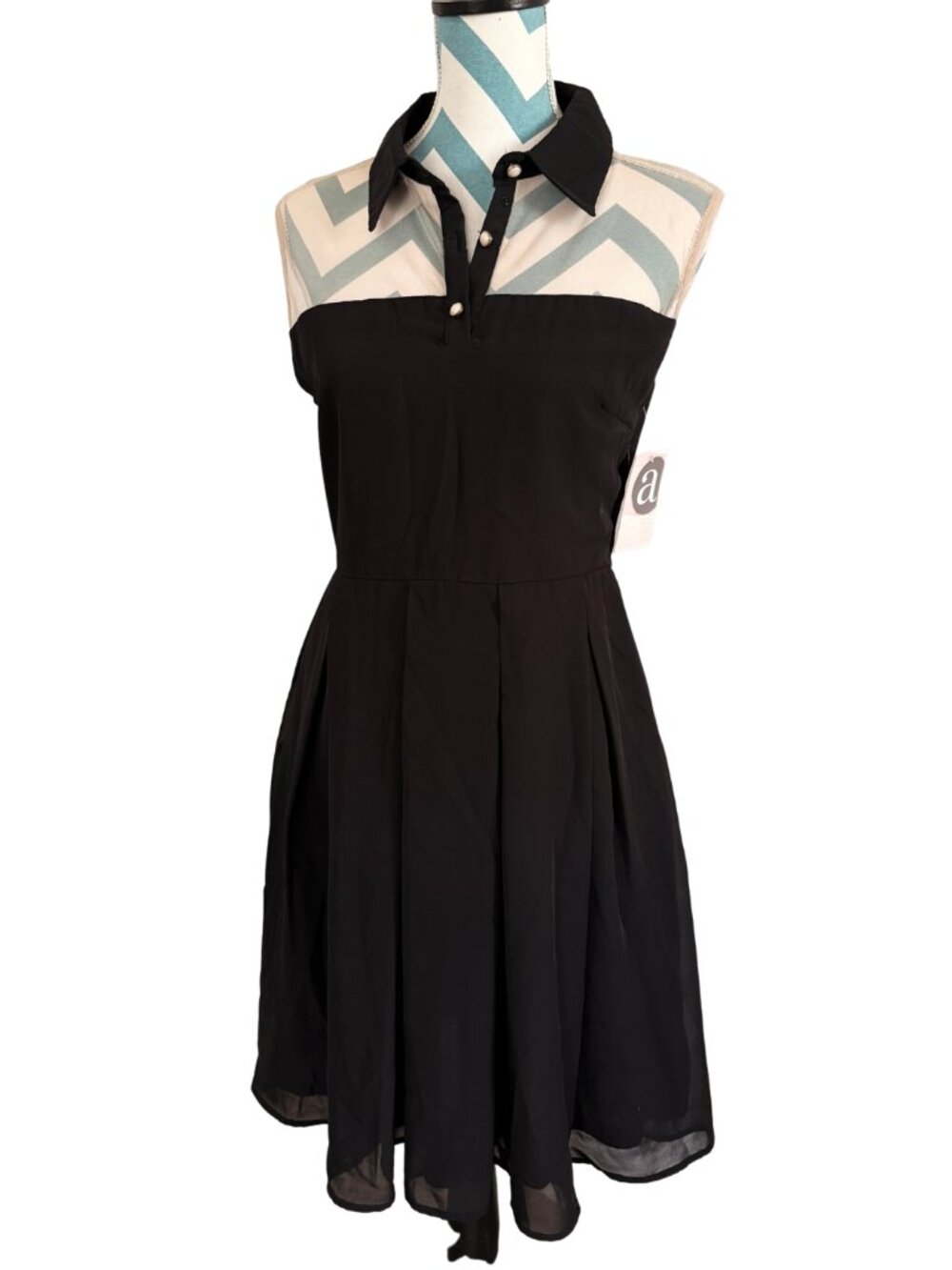 The Apricity Black | Chiffon Halter Collar Dress